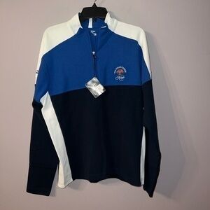 NWT White blue and navy blue sweater ahead extreme size small